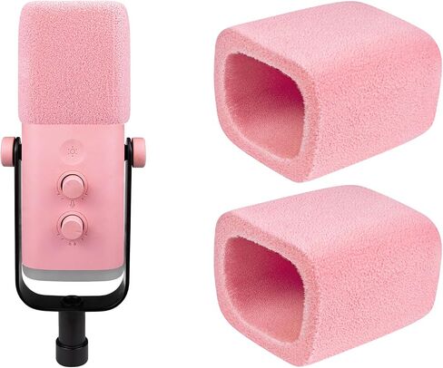 SOULWIT 2Pcs Flocked Windscreen for Fifine AmpliGame AM8 Microphone, Mic Cover Pop Filter Windproof Muff - Pink in Kuwait