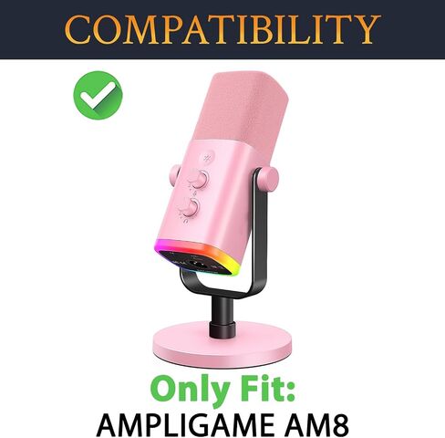 SOULWIT 2Pcs Flocked Windscreen for Fifine AmpliGame AM8 Microphone, Mic Cover Pop Filter Windproof Muff - Pink in Kuwait