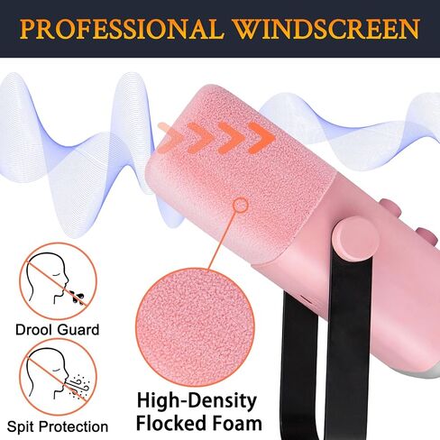 SOULWIT 2Pcs Flocked Windscreen for Fifine AmpliGame AM8 Microphone, Mic Cover Pop Filter Windproof Muff - Pink in Kuwait