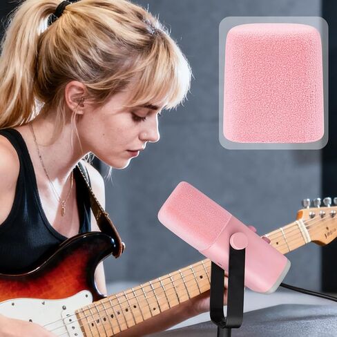 SOULWIT 2Pcs Flocked Windscreen for Fifine AmpliGame AM8 Microphone, Mic Cover Pop Filter Windproof Muff - Pink in Kuwait