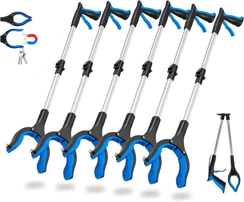 6 Pack 36" Trash Grabber Reacher Tools, Upgraded Strong Foldable Commercial Grabber Pickup Tool, Heavy Duty Cleaning up Gripper, 4" Wide Claw | 360° Rotation | Magnet, for Senior Home Outdoor in Kuwait
