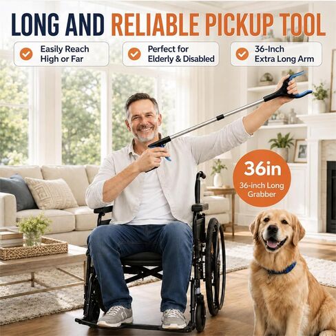6 Pack 36" Trash Grabber Reacher Tools, Upgraded Strong Foldable Commercial Grabber Pickup Tool, Heavy Duty Cleaning up Gripper, 4" Wide Claw | 360° Rotation | Magnet, for Senior Home Outdoor in Kuwait