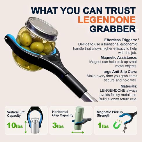 6 Pack 36" Trash Grabber Reacher Tools, Upgraded Strong Foldable Commercial Grabber Pickup Tool, Heavy Duty Cleaning up Gripper, 4" Wide Claw | 360° Rotation | Magnet, for Senior Home Outdoor in Kuwait