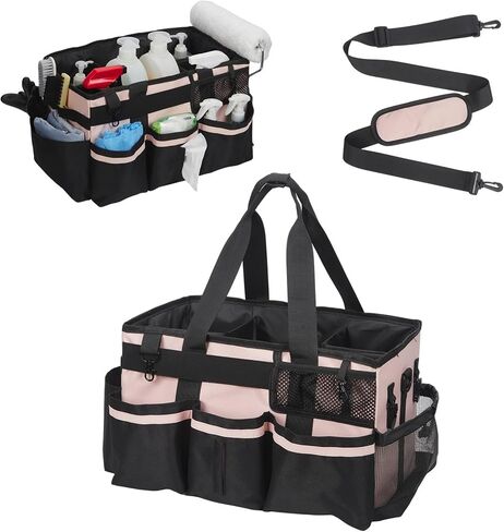 Large Wearable Cleaning Tool Bag, Waterproof Oxford Organizer with Adjustable Strap & Waist Belt, Tool Storage Bag, Removable Divider, Multipocket Tote for Home & Commercial Supplies Storage in Kuwait