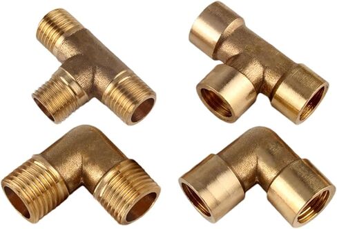 تركيب أنابيب نحاسية تعمل بالهواء المضغوط ذكر/أنثى خيط G1/8 G1/4 G3/8 G1/2 نوع تي تركيبات نحاسية محول غاز وزيت الماء قطعة واحدة (أنثى-F-M) in Kuwait
