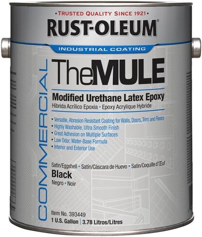 Rust-Oleum 393449 Eggshell Black MULE معدل يوريثان لاتكس إيبوكسي، ساتان، 1 جالون in Kuwait