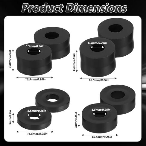40PCS 4 Sizes Round Spacer Assortment Kit, Spacers for Screws, Bushing, Anti Vibration Spacer Bushings for Electrical Repair and Home Car Accessories(5mm 9mm 10mm 15mm) in Kuwait