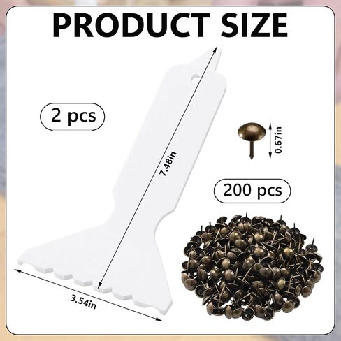 Novabright 2 Pack 7.5 Inch Quick Fancy Nailer Spacer Set White Decorative Nail Spacer with 200 Pcs Antique Bronze Round Nails Upholstery Decorative Nailing Tool Kit for Furniture Home Decoration in Kuwait
