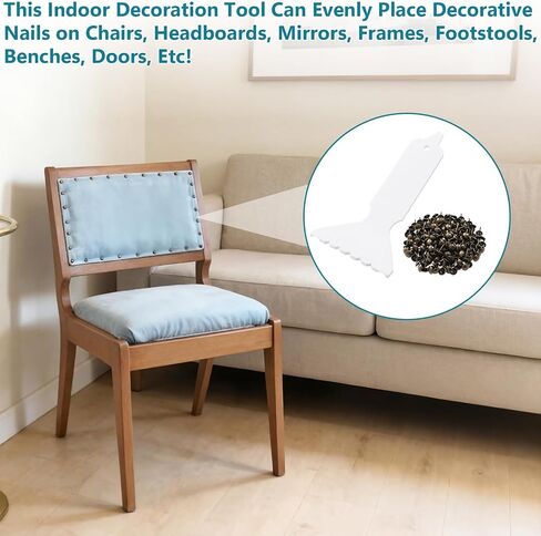 Novabright 2 Pack 7.5 Inch Quick Fancy Nailer Spacer Set White Decorative Nail Spacer with 200 Pcs Antique Bronze Round Nails Upholstery Decorative Nailing Tool Kit for Furniture Home Decoration in Kuwait