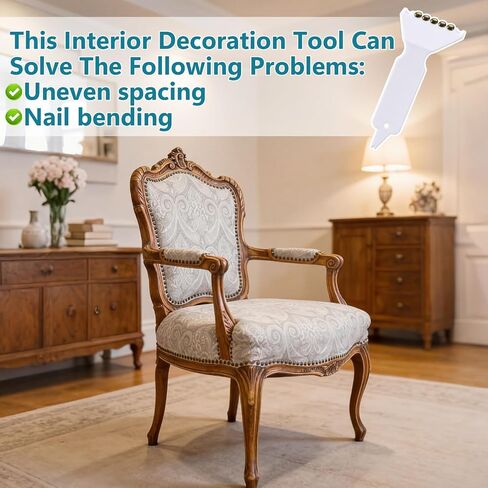 Novabright 2 Pack 7.5 Inch Quick Fancy Nailer Spacer Set White Decorative Nail Spacer with 200 Pcs Antique Bronze Round Nails Upholstery Decorative Nailing Tool Kit for Furniture Home Decoration in Kuwait