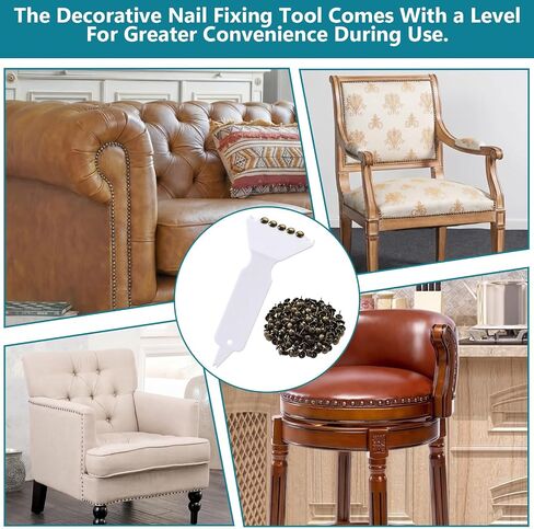 Novabright 2 Pack 7.5 Inch Quick Fancy Nailer Spacer Set White Decorative Nail Spacer with 200 Pcs Antique Bronze Round Nails Upholstery Decorative Nailing Tool Kit for Furniture Home Decoration in Kuwait