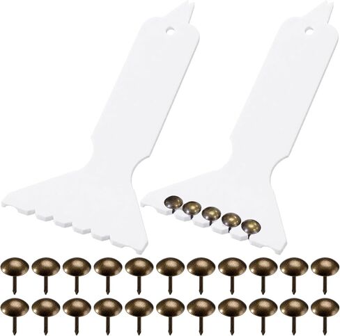 Novabright 2 Pack 7.5 Inch Quick Fancy Nailer Spacer Set White Decorative Nail Spacer with 200 Pcs Antique Bronze Round Nails Upholstery Decorative Nailing Tool Kit for Furniture Home Decoration in Kuwait