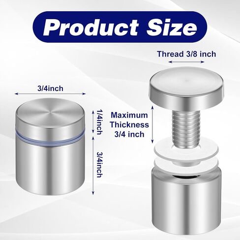 50 Pcs Standoff Screws, (3/4"x 1") Advertising Screws Stainless Steel Wall Standoff Mounting Hardware with Rubber Rings, Wall Anchors for Acrylic Signs Nail, Glass Picture Frames Artwork in Kuwait