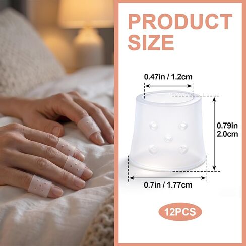 12pcs Anti Skin Picking Finger Covers, Reusable Breathable Finger Guard Caps with Air Holes, Clear Silicone Stop Nail Biting Thumb Gloves Protector for Fingertip Soreness Cuticle Protection in Kuwait