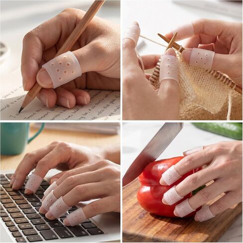 12pcs Anti Skin Picking Finger Covers, Reusable Breathable Finger Guard Caps with Air Holes, Clear Silicone Stop Nail Biting Thumb Gloves Protector for Fingertip Soreness Cuticle Protection in Kuwait