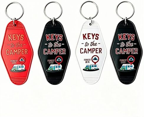 Camper Keychains Bulk ، 4pcs Keys to the Camper Keychain ، chickains keycles blastic blastic for camper Camping Accessories Black White Red in Kuwait