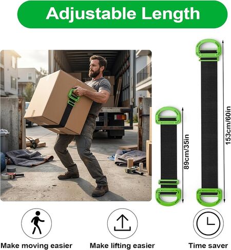 Moving Straps,2 Pack 1-Person Adjustable Handle Moving Lifting Strap with 1 Anti-Slip Gloves for Moving Furniture, Appliances, Object Up to 600lbs in Kuwait