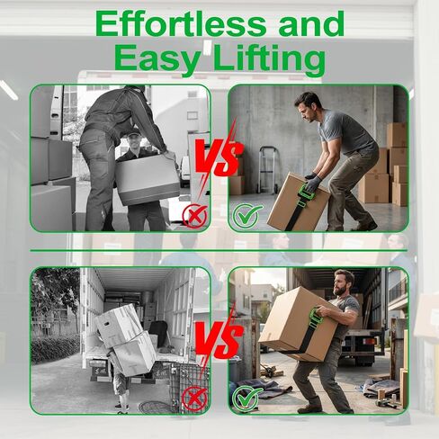 Moving Straps,2 Pack 1-Person Adjustable Handle Moving Lifting Strap with 1 Anti-Slip Gloves for Moving Furniture, Appliances, Object Up to 600lbs in Kuwait