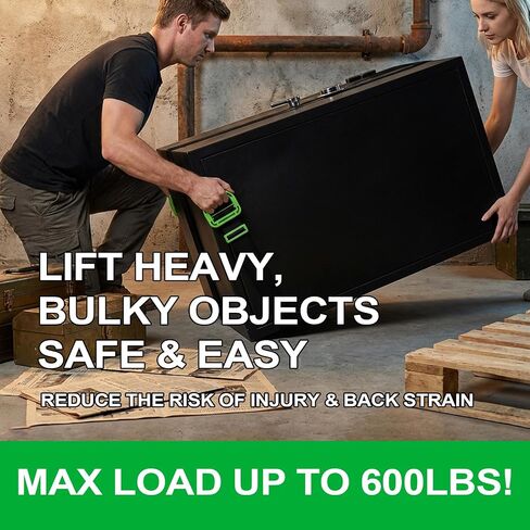 Moving Straps,2 Pack 1-Person Adjustable Handle Moving Lifting Strap with 1 Anti-Slip Gloves for Moving Furniture, Appliances, Object Up to 600lbs in Kuwait