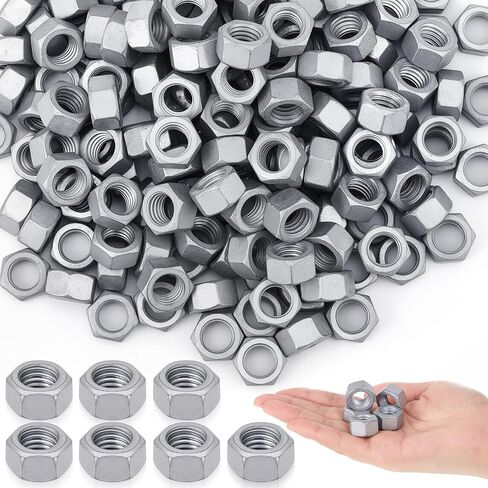 Yaocom 200 Pack 1/2"-13 Hex Nuts Hot-Dipped Galvanized Nut Steel Coarse Thread Nuts Bulk for Construction Industrial in Kuwait