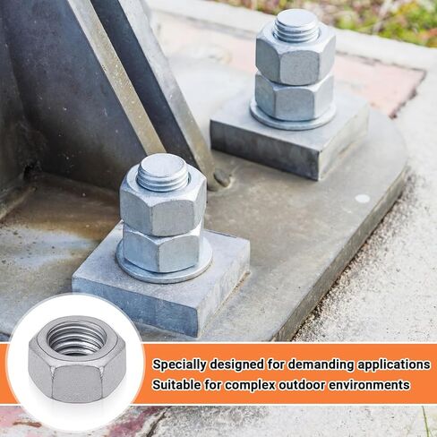 Yaocom 200 Pack 1/2"-13 Hex Nuts Hot-Dipped Galvanized Nut Steel Coarse Thread Nuts Bulk for Construction Industrial in Kuwait