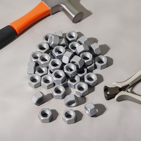 Yaocom 200 Pack 1/2"-13 Hex Nuts Hot-Dipped Galvanized Nut Steel Coarse Thread Nuts Bulk for Construction Industrial in Kuwait