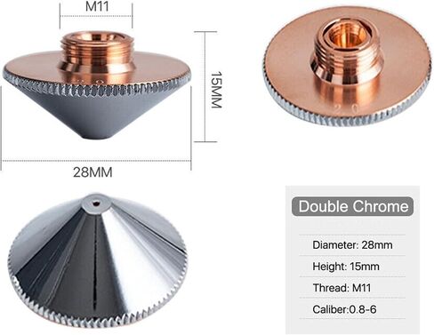 فوهة ليزر Dia.28mm H15/H11 M11 عيار 0.8-6.0 طبقات مفردة/مزدوجة 1 قطعة | 1.5 ملم، D28 كروم مزدوج in Kuwait