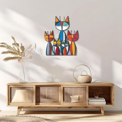 Lonxio Metal Cat Wall Art Decor - Colorful Mid Century Wall Sculpture for Cat Lovers, Perfect for Bathroom, Living Room, Kitchen, Office (Classic) in Saudi Arabia