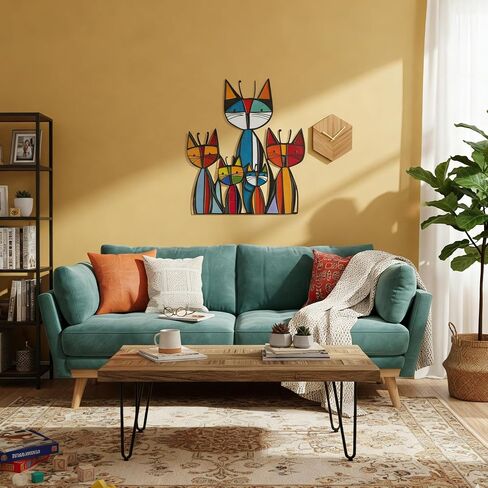 Lonxio Metal Cat Wall Art Decor - Colorful Mid Century Wall Sculpture for Cat Lovers, Perfect for Bathroom, Living Room, Kitchen, Office (Classic) in Saudi Arabia