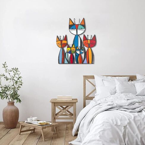 Lonxio Metal Cat Wall Art Decor - Colorful Mid Century Wall Sculpture for Cat Lovers, Perfect for Bathroom, Living Room, Kitchen, Office (Classic) in Saudi Arabia