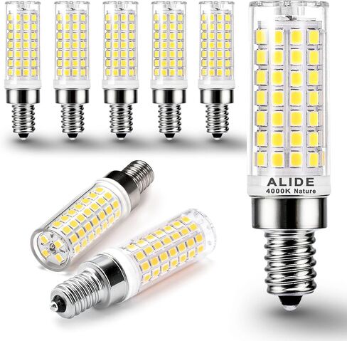 ALIDE E12 10W 6000K LED لمبات الشمعدانات 100W ما يعادل 1200lm 0.73 * 3.15 بوصة، غير قابلة للتعتيم، 5 عبوات in Kuwait