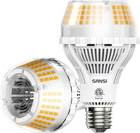 SANSI 300W يعادل 5000 لومن لمبة إضاءة LED، 5000K ضوء النهار مصابيح فائقة السطوع، E26 A19 ألمع مصابيح LED غير قابلة للتعتيم، عمر 22 عامًا، توفير الطاقة 35 وات لورشة العمل المنزلية، عبوتان in Kuwait