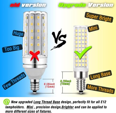 ALIDE E12 10W 6000K LED لمبات الشمعدانات 100W ما يعادل 1200lm 0.73 * 3.15 بوصة، غير قابلة للتعتيم، 5 عبوات in Saudi Arabia