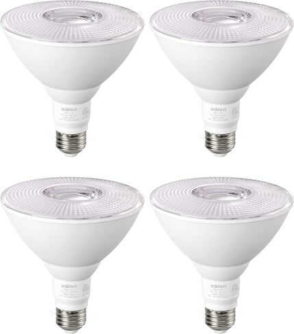 EDISHINE PAR38 لمبة الأضواء الكاشفة في الهواء الطلق، مصابيح الإضاءة الفيضانات LED القابلة للتعتيم، 1800LM، ما يعادل 18W 120W، لمبة إضاءة LED مقاومة للطقس للفناء الخلفي، المرآب، الشرفة، الحديقة، ضوء النهار 5000K، E26، 4 عبوات in Kuwait