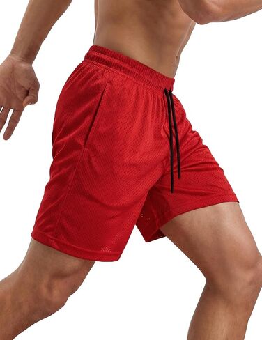 شورت رياضي شبكي للرجال من Muscle Cmdr مقاس 7 بوصات بدون بطانة انظر من خلال شورت صالة رياضي مسامي مع جيوب in Kuwait