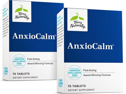 Terry Naturally AnxioCalm - 75 Tablets - Fast-Acting, Non-Drowsy, Non-Addictive Formula - Safe for Adults & Children 4+ Years - Non-GMO - 37 Servings in Kuwait
