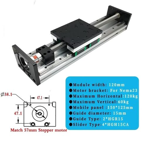 1PCS 150mm Double Linear Guide Heavy Duty Ballscrew Sliding Table SFU1605/2005/2010 X Y Z Axis Stage Actuator 4 HGR15(for Nema23,700mm,SFU2010) in Kuwait