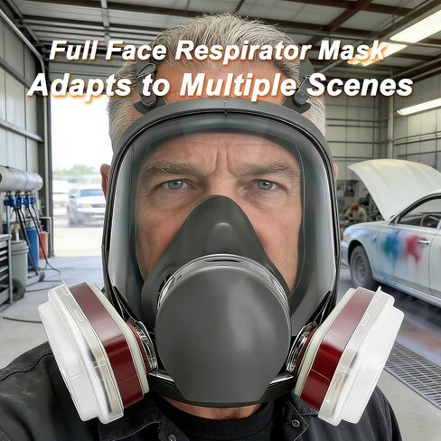 Full Face Respirator Mask With Filters (Reusable) For Paint, Welding, etc | Full Face Mask in Kuwait