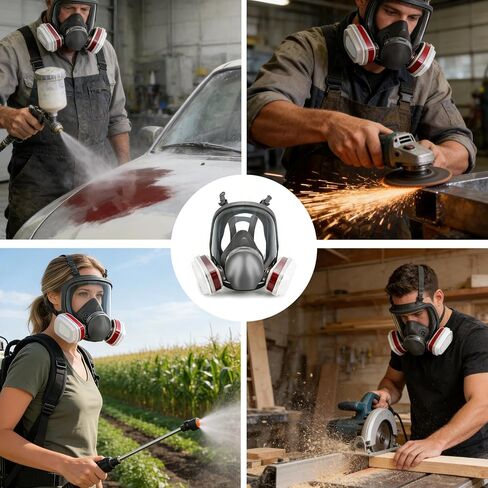 Full Face Respirator Mask With Filters (Reusable) For Paint, Welding, etc | Full Face Mask in Kuwait