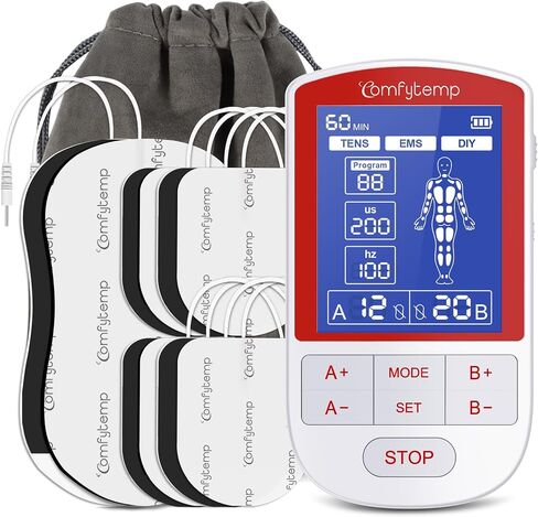 Comfytemp TENS Unit Muscle Stimulator for Pain Relief Therapy, TENS Machine with 20 Modes and DIY, Dual Channel EMS Unit, Electric Pulse Massager for Back, Shoulder, Sciatica, Knee in Kuwait
