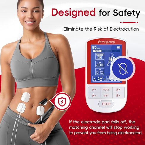 Comfytemp TENS Unit Muscle Stimulator for Pain Relief Therapy, TENS Machine with 20 Modes and DIY, Dual Channel EMS Unit, Electric Pulse Massager for Back, Shoulder, Sciatica, Knee in Kuwait