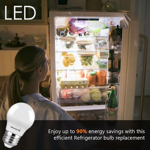 Maelsrlg 40 وات لمبة إضاءة مكافئة للثلاجة، 90+CRI، 5W 600LM لمبة ثلاجة 5000K ضوء النهار، قاعدة A15 E26 مقاومة للماء، عمر افتراضي يصل إلى 25000 ساعة لاستبدال فريجيدير الفريزر، عبوتان in Kuwait