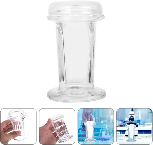 2pcs Glass Staining Slide Jars round High-white Glass Staining Tank with 5-slide Capacity and Sample Storage in Kuwait