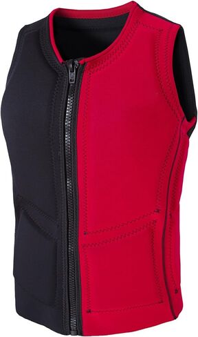 Adult Swim Vest, Float Neoprene Adult Swim Jacket, Buoyant & Impact-Resistant Sleeveless Kayak Vest for Water Sports, Black-red, Size M in Kuwait