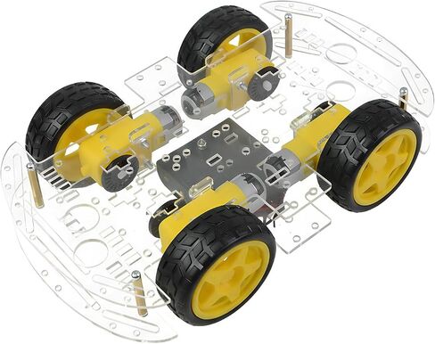 طقم هيكل سيارة روبوت 4WD مع محرك TT، صندوق بطارية، هيكل أكريليك و4 عجلات لمشاريع الروبوتات، هيكل روبوت ذكي، منصة سيارة روبوتات لـ Arduino Raspberry Pi (هيكل روبوت 4WD) in Kuwait