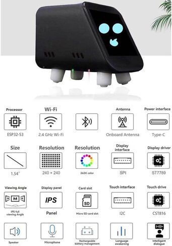for XiaoZhi AI Chat Robot 1.54 Inch LCD Display Screen ESP32-S3 N16R8 Development Board WiFi Weather Clock A in Kuwait
