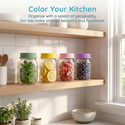 4 Color PCS Silicone Mason Jar Lids Regular & Wide Mouth | built straw hole with flower plug, leak-proof seal, BPA-free safe for coffee, smoothies and daily drink storage in Kuwait