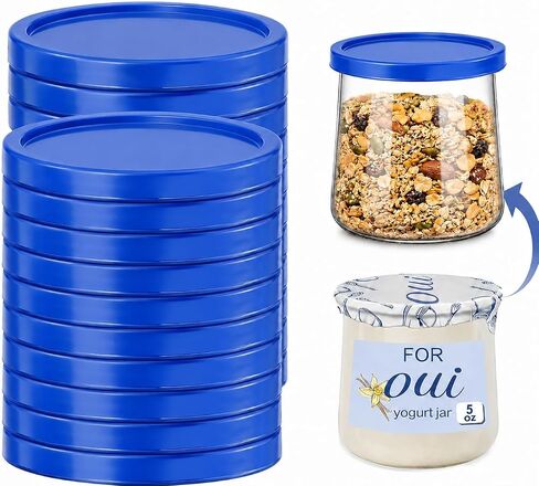 15 عبوة من أغطية مرطبانات الزبادي، أغطية مرطبانات زبادي خالية من مادة BPA، أغطية مرطبانات بلاستيكية شفافة قابلة لإعادة الاستخدام، مثالية لبرطمانات الزبادي Oui، مرطبانات زجاجية، متوافقة مع الاستبدال (أزرق) in Kuwait