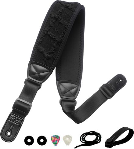 rockyou 3.2 Inch Zero Gravity Guitar Strap elastic Stretch Neoprene Padded Anti Gravity Bass Straps (Embossed Flowers) in Kuwait