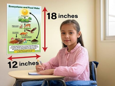 Ecosystems and Food Webs Educational Science Diagram 12x18 US Made Poster in Saudi Arabia